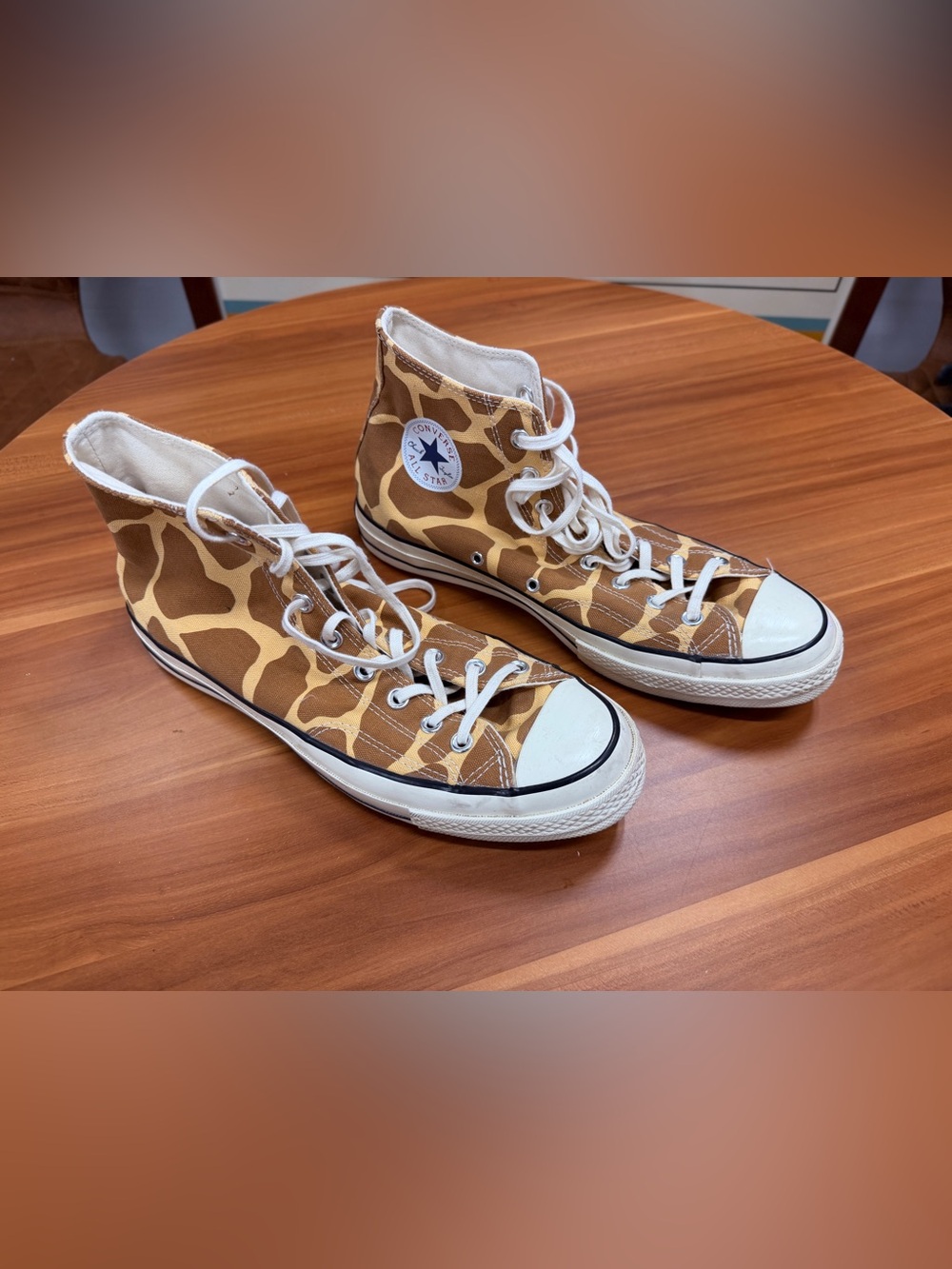 Converse High Top Sneakers - Brown and Cream Giraffe Print